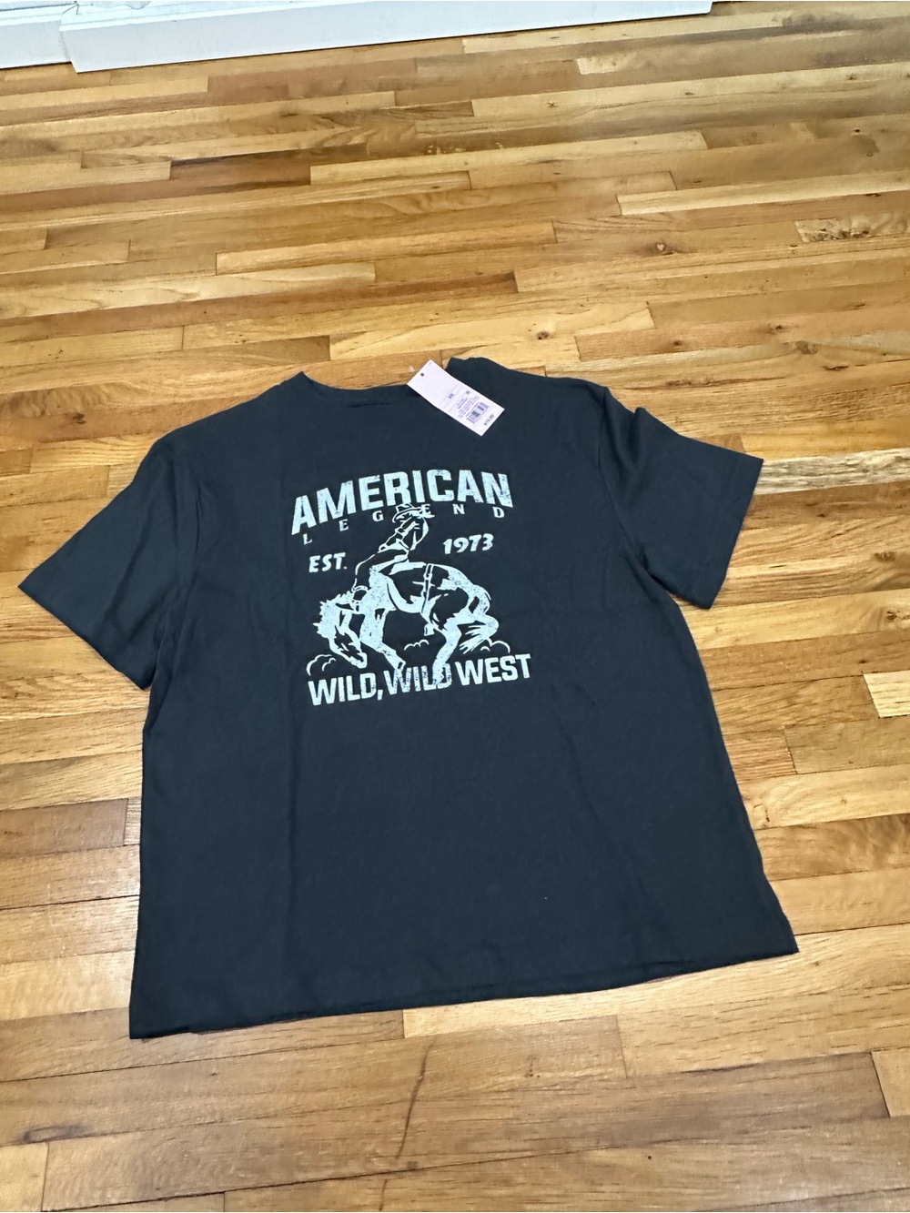 Black Graphic Tee with White Wild West Print